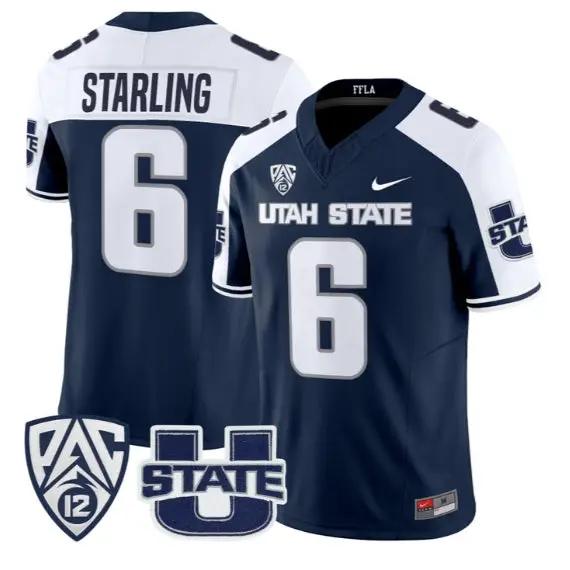 Demick Starling Jersey #6 Utah State Aggies 2026 Limited All Stitched by My Store NCAA Football Jerseys