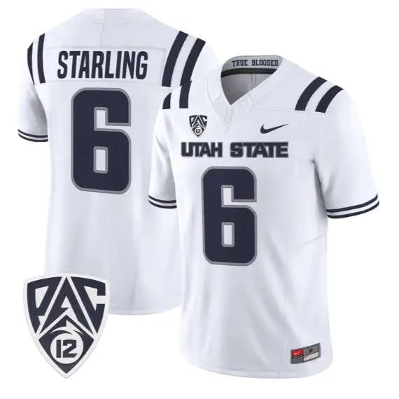 Demick Starling Jersey #6 Utah State Aggies 2026 Limited All Stitched by My Store NCAA Football Jerseys