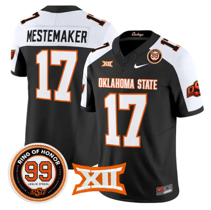 Drew Mestemaker Jersey #17 Oklahoma State 2026 Leslie O'neal Stitched 1 Drew Mestemaker Jersey #17 Oklahoma State 2026 Leslie O'neal Stitched by My Store NCAA Football Jerseys