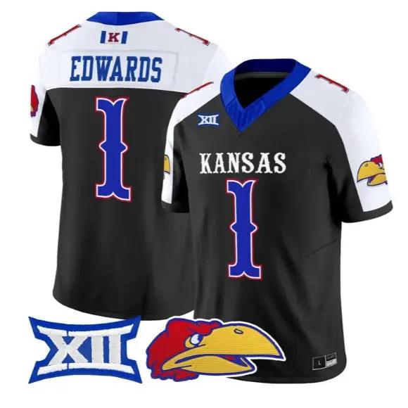 Dylan Edwards Jersey #1 Kansas Jayhawks 2026 Vapor Limited Stitched by My Store NCAA Football Jerseys