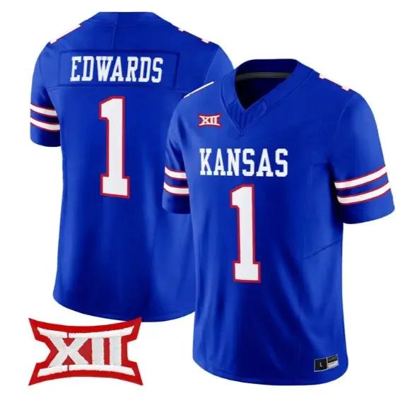 Dylan Edwards Jersey #1 Kansas Jayhawks 2026 Vapor Limited Stitched by My Store NCAA Football Jerseys