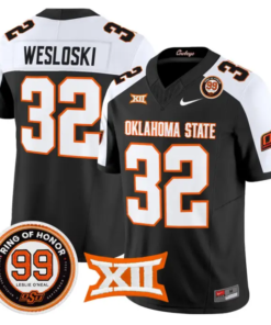 Ethan Wesloski Jersey #32 Oklahoma State 2026 Leslie O'neal Stitched by My Store NCAA Football Jerseys