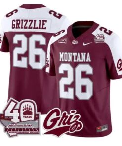 Grizzlie Jersey #26 Montana Grizzlies 2026-40th Anniv Patch Stitched by My Store NCAA Football Jerseys