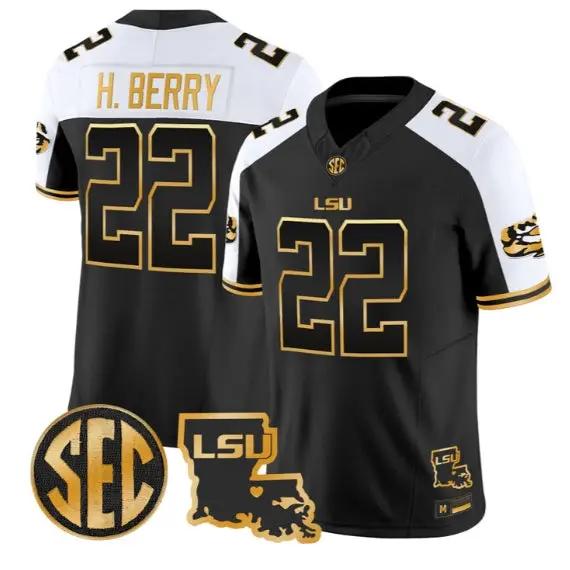 Harlem Berry #22 LSU Tigers 2026 Louisiana Patch Gold All Stitched 1 Harlem Berry #22 LSU Tigers 2026 Louisiana Patch Gold All Stitched by My Store NCAA Football Jerseys