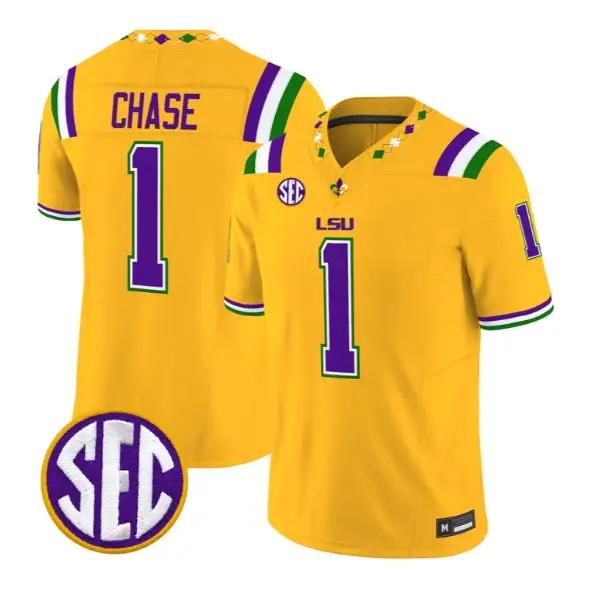 Ja'Marr Chase #1 LSU Tigers Jersey 2026 Mardi Gras Edition All Stitched 1 Ja'Marr Chase #1 LSU Tigers Jersey 2026 Mardi Gras Edition All Stitched by My Store NCAA Football Jerseys