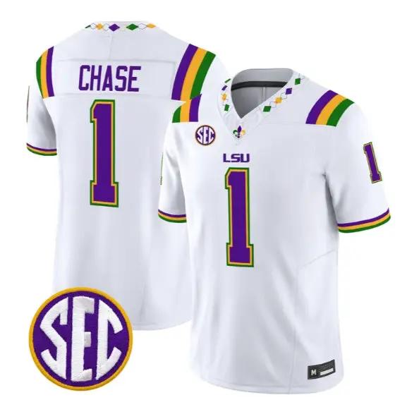 Ja'Marr Chase #1 LSU Tigers Jersey 2026 Mardi Gras Edition All Stitched 3 Ja'Marr Chase #1 LSU Tigers Jersey 2026 Mardi Gras Edition All Stitched by My Store NCAA Football Jerseys