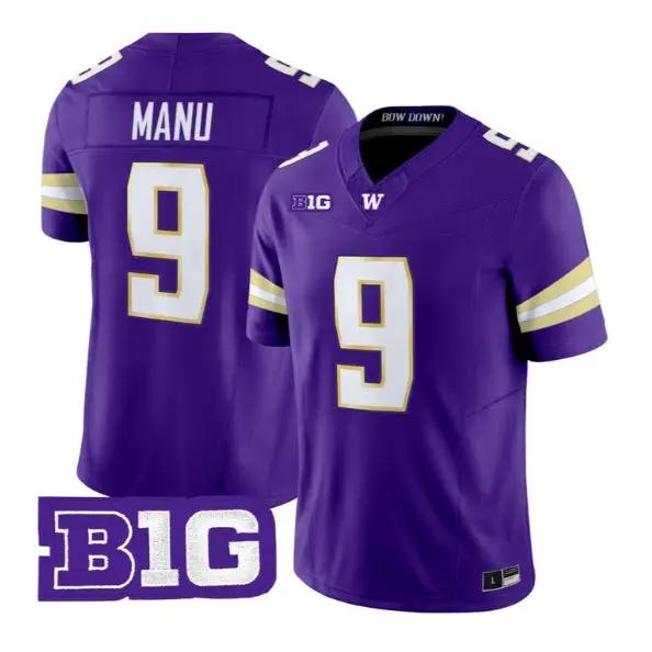 Jacob Manu #9 Washington Huskies Jersey 2026 Limited All Stitched by My Store NCAA Football Jerseys