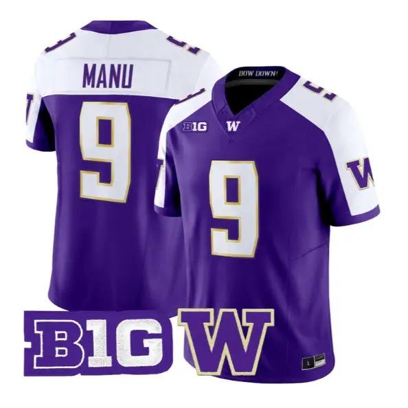 Jacob Manu #9 Washington Huskies Jersey 2026 Limited All Stitched by My Store NCAA Football Jerseys