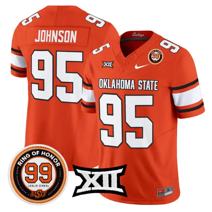 Jaleel Johnson Jersey #95 Oklahoma State 2026 Leslie O'neal Stitched 4 Jaleel Johnson Jersey #95 Oklahoma State 2026 Leslie O'neal Stitched by My Store NCAA Football Jerseys