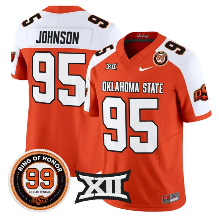 Jaleel Johnson Jersey #95 Oklahoma State 2026 Leslie O'neal Stitched 3 Jaleel Johnson Jersey #95 Oklahoma State 2026 Leslie O'neal Stitched by My Store NCAA Football Jerseys