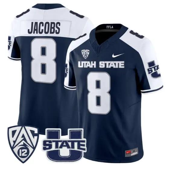 Javen Jacobs Jersey #8 Utah State Aggies 2026 Vapor Limited Stitched by My Store NCAA Football Jerseys