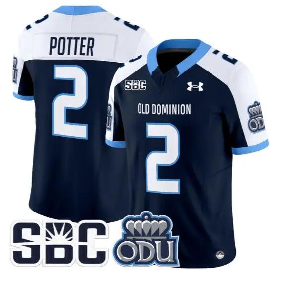 Jaxon Potter Jersey #2 Old Dominion Monarchs 2026 Limited All Stitched by My Store NCAA Football Jerseys