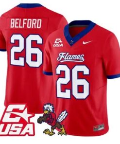 Jaylin Belford Jersey #26 Liberty Flames 2026 Vapor Limited Stitched 9 Jaylin Belford Jersey #26 Liberty Flames 2026 Vapor Limited Stitched by My Store NCAA Football Jerseys