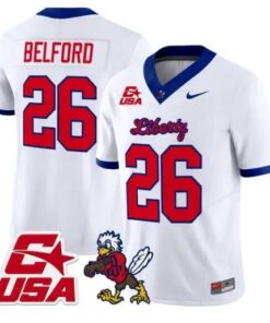 Jaylin Belford Jersey #26 Liberty Flames 2026 Vapor Limited Stitched 10 Jaylin Belford Jersey #26 Liberty Flames 2026 Vapor Limited Stitched by My Store NCAA Football Jerseys