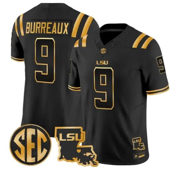 Joe Burrow #9 LSU Tigers 2026 Louisiana Patch Gold Vapor Stitched 2 Joe Burrow #9 LSU Tigers 2026 Louisiana Patch Gold Vapor Stitched by My Store NCAA Football Jerseys