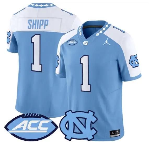 Jordan Shipp Jersey #1 North Carolina Tar Heels 2026 Limited Stitched by My Store NCAA Football Jerseys