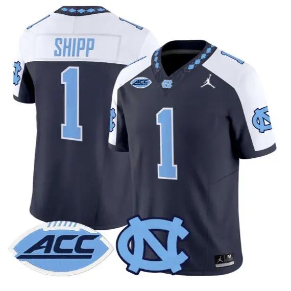 Jordan Shipp Jersey #1 North Carolina Tar Heels 2026 Limited Stitched by My Store NCAA Football Jerseys