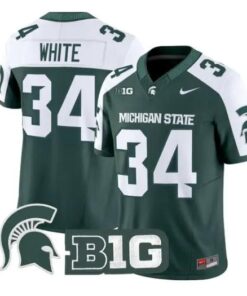 Lorenzo White Jersey #34 Michigan State Spartans 2026 Vapor Stitched 8 Lorenzo White Jersey #34 Michigan State Spartans 2026 Vapor Stitched by My Store NCAA Football Jerseys