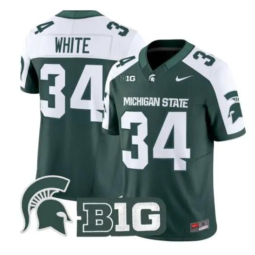 Lorenzo White Jersey #34 Michigan State Spartans 2026 Vapor Stitched 3 Lorenzo White Jersey #34 Michigan State Spartans 2026 Vapor Stitched by My Store NCAA Football Jerseys