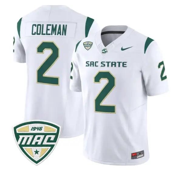 Matthew_Coleman_Jersey_2_Sacramento_State_Hornets_2026_All_Stitched_White - Malcom Terry Matthew Coleman Jersey #2 Sacramento State Hornets 2026 All Stitched by My Store NCAA Football Jerseys