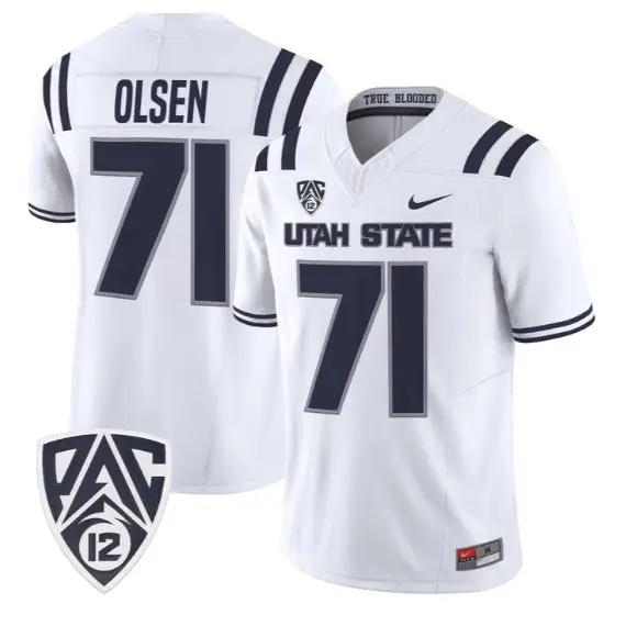Merlin Olsen Jersey #71 Utah State Aggies 2026 Vapor Limited Stitched by My Store NCAA Football Jerseys