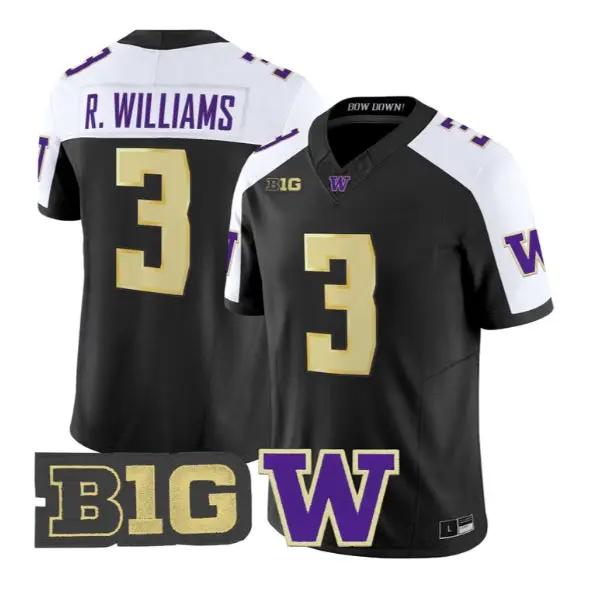Rashid Williams #3 Washington Huskies Jersey 2026 Limited Stitched by My Store NCAA Football Jerseys