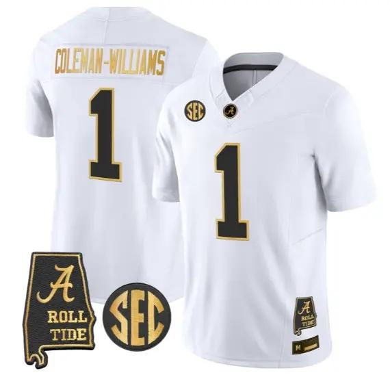 Ryan Coleman-Williams #1 Alabama Crimson Tide Jersey 2026 Stitched 4 Ryan Coleman-Williams #1 Alabama Crimson Tide Jersey 2026 Stitched by My Store NCAA Football Jerseys