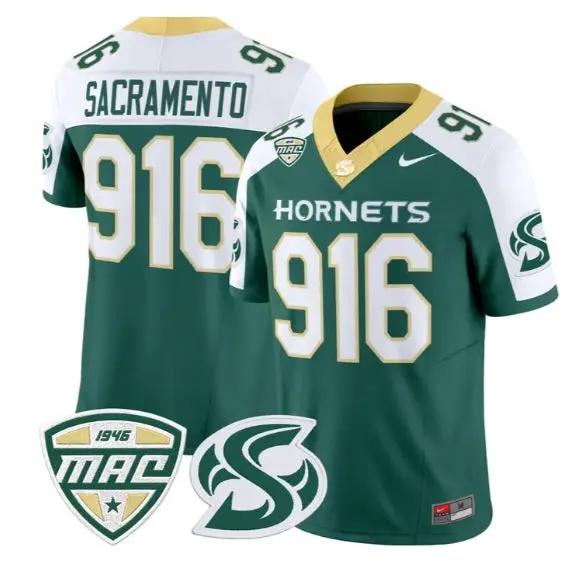 Sacramento_Jersey_916_Sacramento_State_Hornets_2026_Vapor_Stitched_Green_Alter - Malcom Terry Sacramento Jersey #916 Sacramento State Hornets 2026 Vapor Stitched by My Store NCAA Football Jerseys