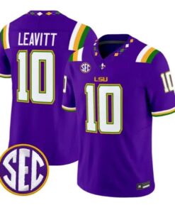 Sam Leavitt #10 LSU Tigers Jersey 2026 Mardi Gras Edition All Stitched by My Store NCAA Football Jerseys