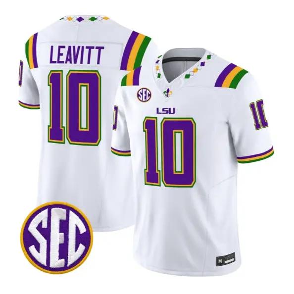 Sam Leavitt #10 LSU Tigers Jersey 2026 Mardi Gras Edition All Stitched 3 Sam Leavitt #10 LSU Tigers Jersey 2026 Mardi Gras Edition All Stitched by My Store NCAA Football Jerseys