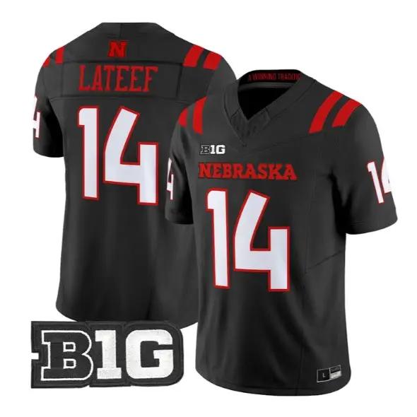 TJ Lateef #14 Nebraska Cornhuskers Jersey 2026 Alter All-black Limited Stitched 1 TJ Lateef #14 Nebraska Cornhuskers Jersey 2026 Alter All-black Limited Stitched by My Store NCAA Football Jerseys