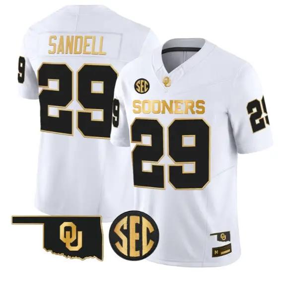 Tate Sandell #29 Oklahoma Sooners Jersey 2026 Limited All Stitched 4 Tate Sandell #29 Oklahoma Sooners Jersey 2026 Limited All Stitched by My Store NCAA Football Jerseys