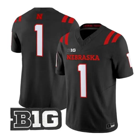 Team Jersey #1 Nebraska Cornhuskers Jersey 2026 Alternate All-black Stitched 1 Team Jersey #1 Nebraska Cornhuskers Jersey 2026 Alternate All-black Stitched by My Store NCAA Football Jerseys