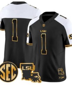 Team Jersey #1 LSU Tigers 2026 Louisiana Patch Gold Vapor Stitched by My Store NCAA Football Jerseys