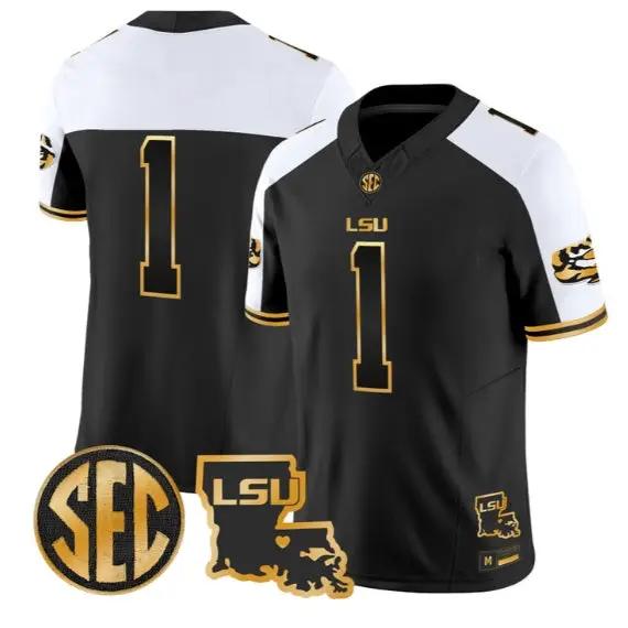 Team Jersey #1 LSU Tigers 2026 Louisiana Patch Gold Vapor Stitched 1 Team Jersey #1 LSU Tigers 2026 Louisiana Patch Gold Vapor Stitched by My Store NCAA Football Jerseys