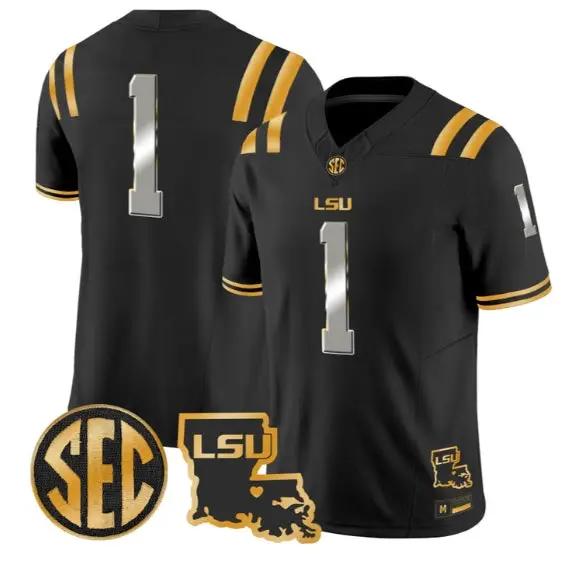 Team Jersey #1 LSU Tigers 2026 Louisiana Patch Gold Vapor Stitched 3 Team Jersey #1 LSU Tigers 2026 Louisiana Patch Gold Vapor Stitched by My Store NCAA Football Jerseys
