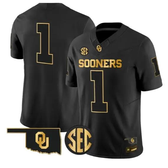 Team Jersey #1 Oklahoma Sooners Jersey 2026 Vapor Limited Stitched by My Store NCAA Football Jerseys
