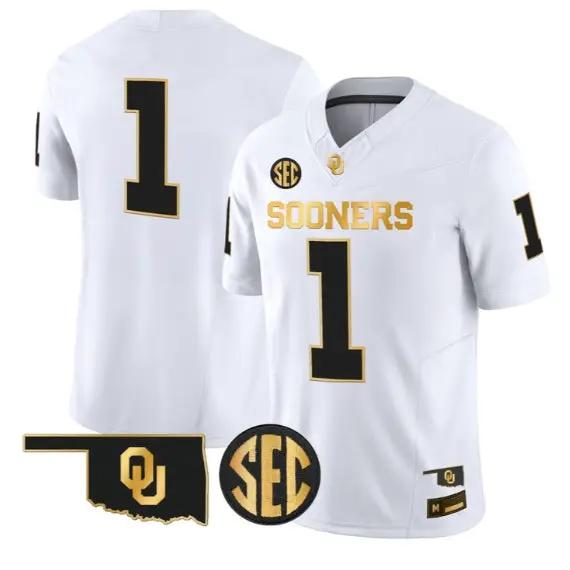 Team Jersey #1 Oklahoma Sooners Jersey 2026 Vapor Limited Stitched by My Store NCAA Football Jerseys