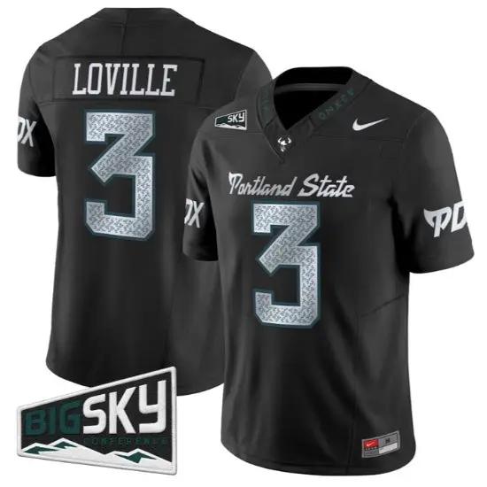 Terence_Loville_Jersey_3_Portland_State_Vikings_2026_Limited_All_Stitched_Black - Malcom Terry Terence Loville Jersey #3 Portland State Vikings 2026 Limited All Stitched by My Store NCAA Football Jerseys