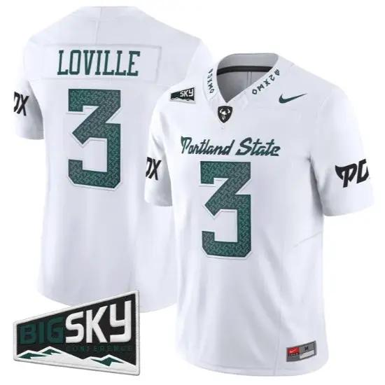 Terence_Loville_Jersey_3_Portland_State_Vikings_2026_Limited_All_Stitched_White - Malcom Terry Terence Loville Jersey #3 Portland State Vikings 2026 Limited All Stitched by My Store NCAA Football Jerseys