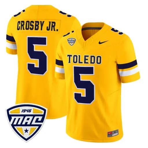 Terrell_Crosby_Jr._Jersey_5_Toledo_Rockets_2026_Vapor_Limited_Stitched_Gold - Malcom Terry Terrell Crosby Jr. Jersey #5 Toledo Rockets 2026 Vapor Limited Stitched by My Store NCAA Football Jerseys