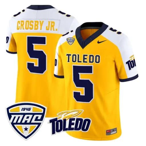 Terrell_Crosby_Jr._Jersey_5_Toledo_Rockets_2026_Vapor_Limited_Stitched_Gold_Alter - Malcom Terry Terrell Crosby Jr. Jersey #5 Toledo Rockets 2026 Vapor Limited Stitched by My Store NCAA Football Jerseys