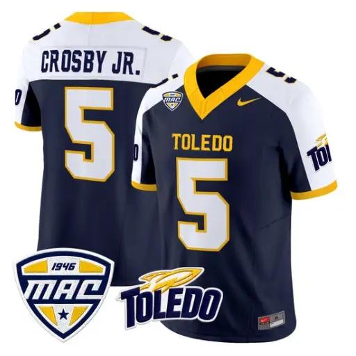 Terrell_Crosby_Jr._Jersey_5_Toledo_Rockets_2026_Vapor_Limited_Stitched_Navy_Alter - Malcom Terry Terrell Crosby Jr. Jersey #5 Toledo Rockets 2026 Vapor Limited Stitched by My Store NCAA Football Jerseys