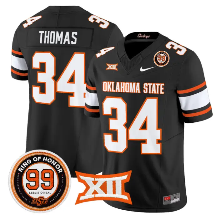 Thurman Thomas Jersey #34 Oklahoma State 2026 Leslie O'neal Stitched 2 Thurman Thomas Jersey #34 Oklahoma State 2026 Leslie O'neal Stitched by My Store NCAA Football Jerseys