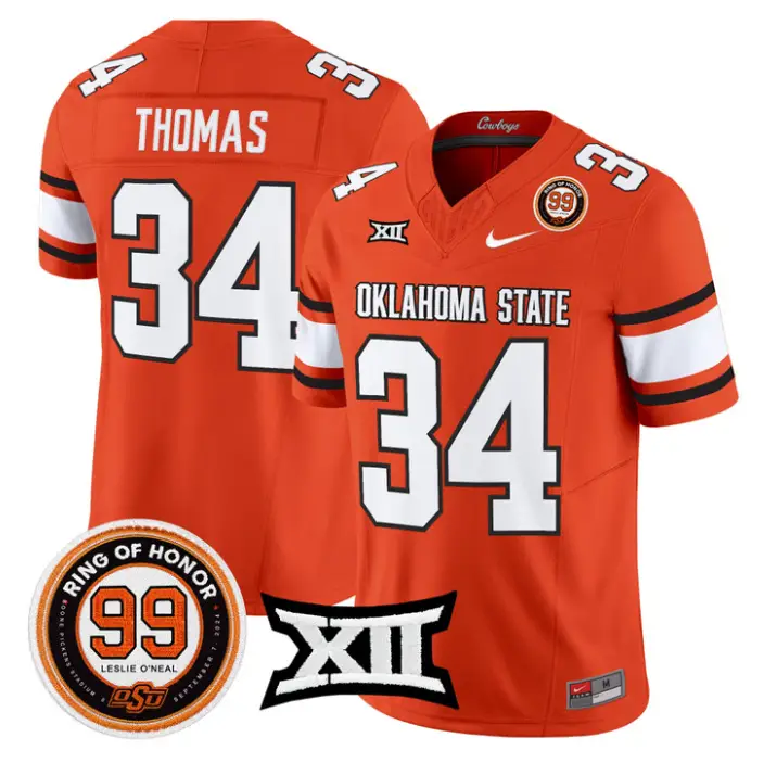 Thurman Thomas Jersey #34 Oklahoma State 2026 Leslie O'neal Stitched 4 Thurman Thomas Jersey #34 Oklahoma State 2026 Leslie O'neal Stitched by My Store NCAA Football Jerseys