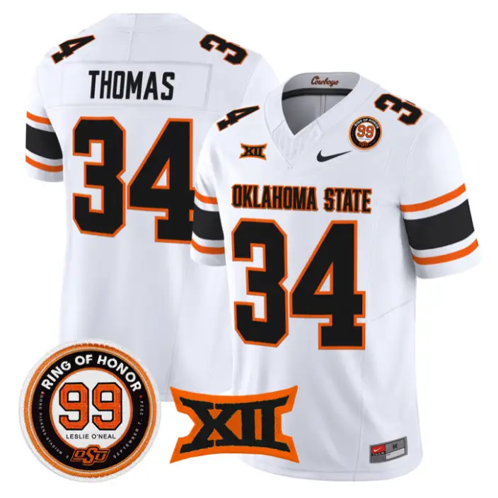 Thurman Thomas Jersey #34 Oklahoma State 2026 Leslie O'neal Stitched 5 Thurman Thomas Jersey #34 Oklahoma State 2026 Leslie O'neal Stitched by My Store NCAA Football Jerseys