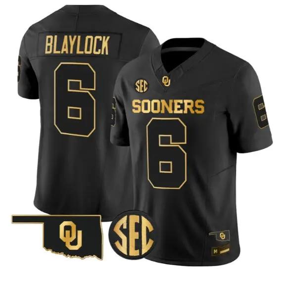 Tory Blaylock #6 Oklahoma Sooners Jersey 2026 Limited All Stitched by My Store NCAA Football Jerseys