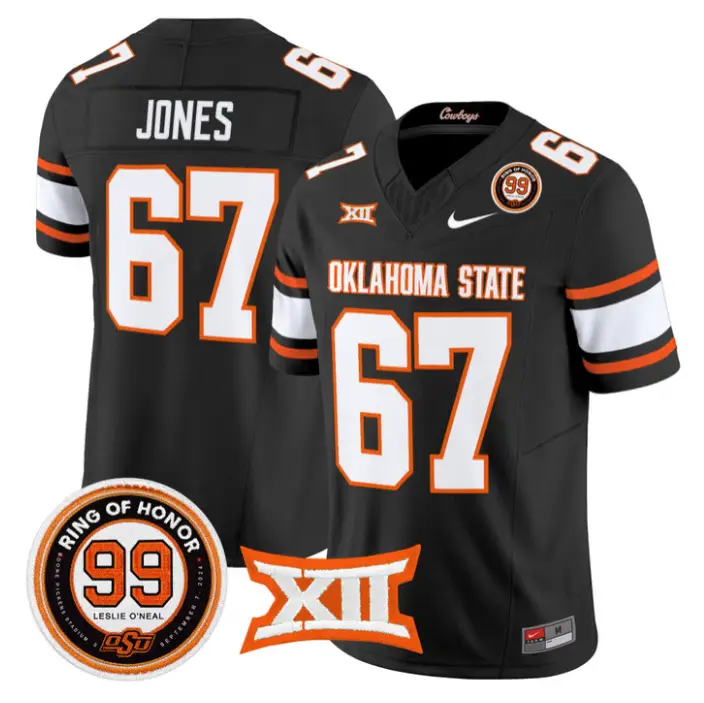 Trevin Jones Jersey #67 Oklahoma State 2026 Leslie O'neal Stitched 2 Trevin Jones Jersey #67 Oklahoma State 2026 Leslie O'neal Stitched by My Store NCAA Football Jerseys