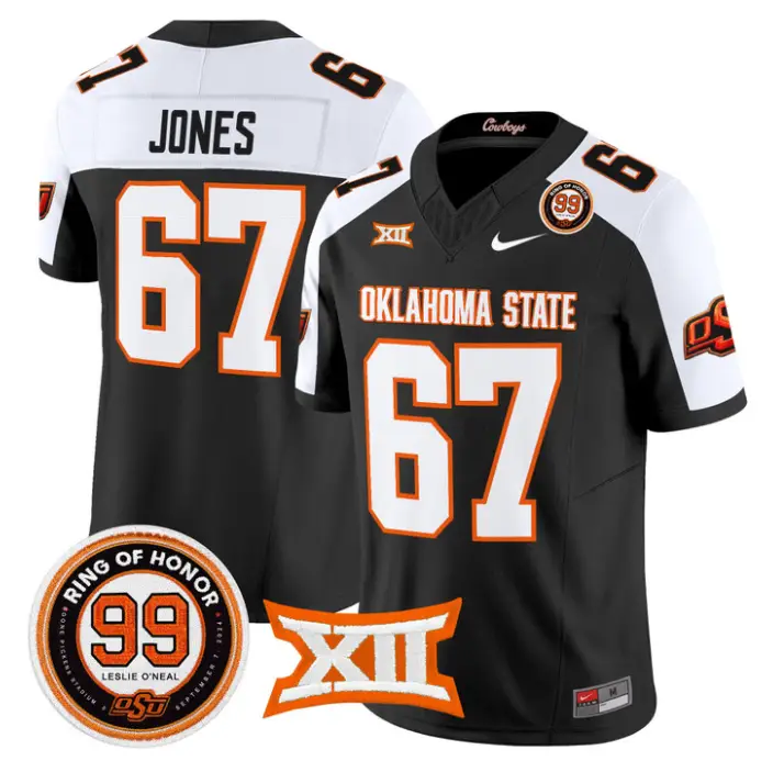 Trevin Jones Jersey #67 Oklahoma State 2026 Leslie O'neal Stitched 1 Trevin Jones Jersey #67 Oklahoma State 2026 Leslie O'neal Stitched by My Store NCAA Football Jerseys