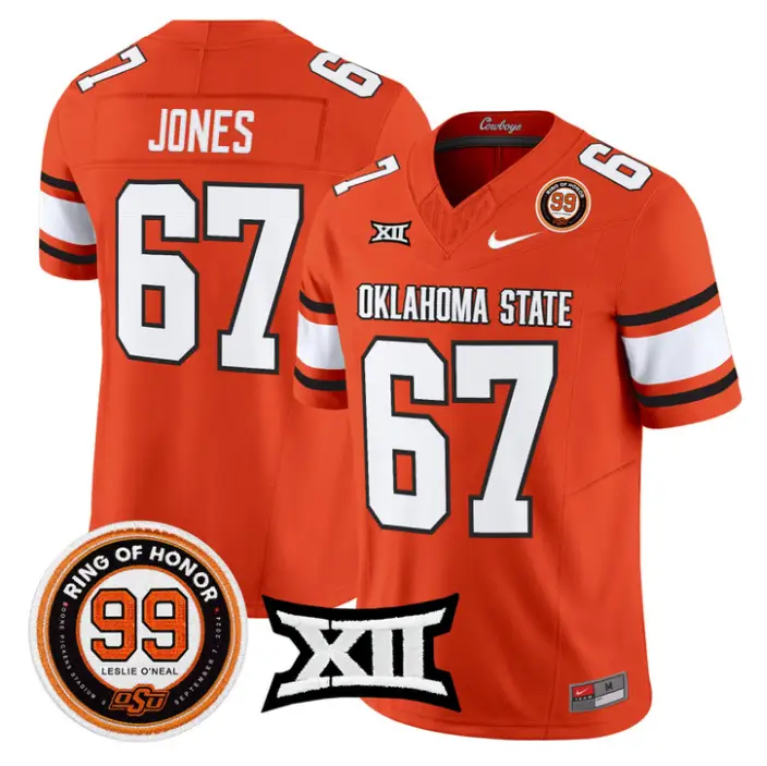 Trevin Jones Jersey #67 Oklahoma State 2026 Leslie O'neal Stitched 4 Trevin Jones Jersey #67 Oklahoma State 2026 Leslie O'neal Stitched by My Store NCAA Football Jerseys